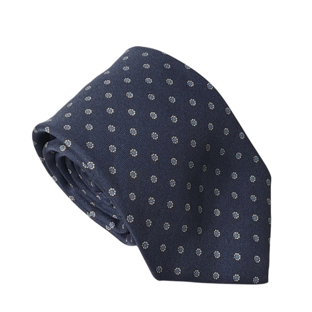 Vintage John Henry‎ Men's Classic Tie Blue Twill Printed In Italy Professional